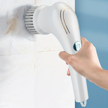 Electric Cleaning Brush with 5 Interchangeable Heads, Portable Rotary Scrubber Cordless Handheld Cleaner for Bathroom Tub Tile Floor Kitchen