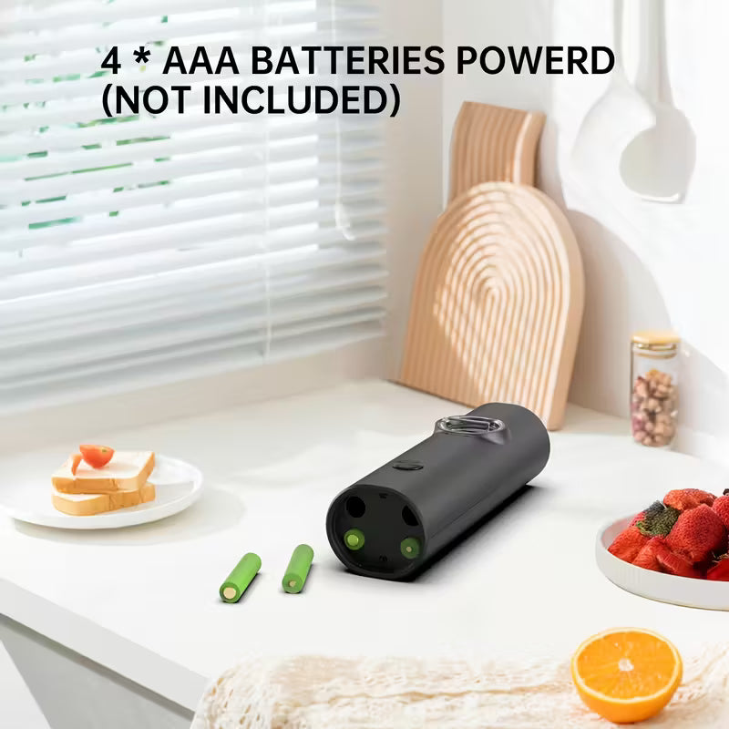 Electric Salt Pepper Grinder Battery Powered, Convenient Batteries Not Included Dual Compartment Design with Base, Practical White LED Light, Coarse and Fine Adjustment - Black