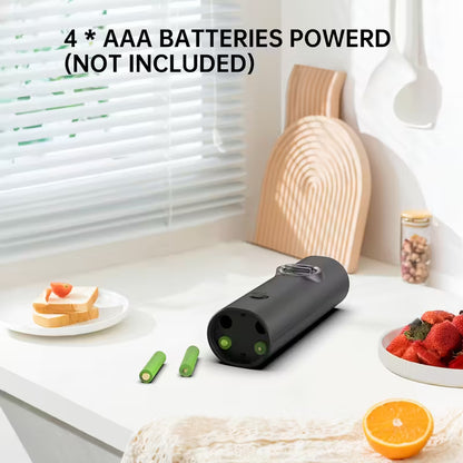 Electric Salt Pepper Grinder Battery Powered, Convenient Batteries Not Included Dual Compartment Design with Base, Practical White LED Light, Coarse and Fine Adjustment - Black