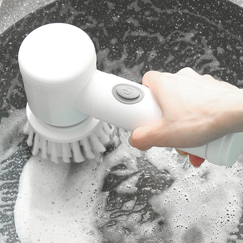 Cordless Electric Cleaning Brush with 5 Heads – USB Rechargeable Scrubber for Bathroom, Kitchen & Floors