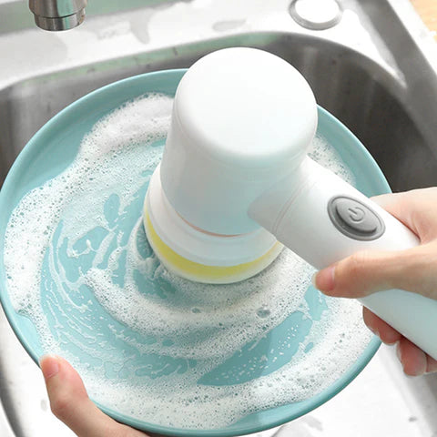 Cordless Electric Cleaning Brush with 5 Heads – USB Rechargeable Scrubber for Bathroom, Kitchen & Floors