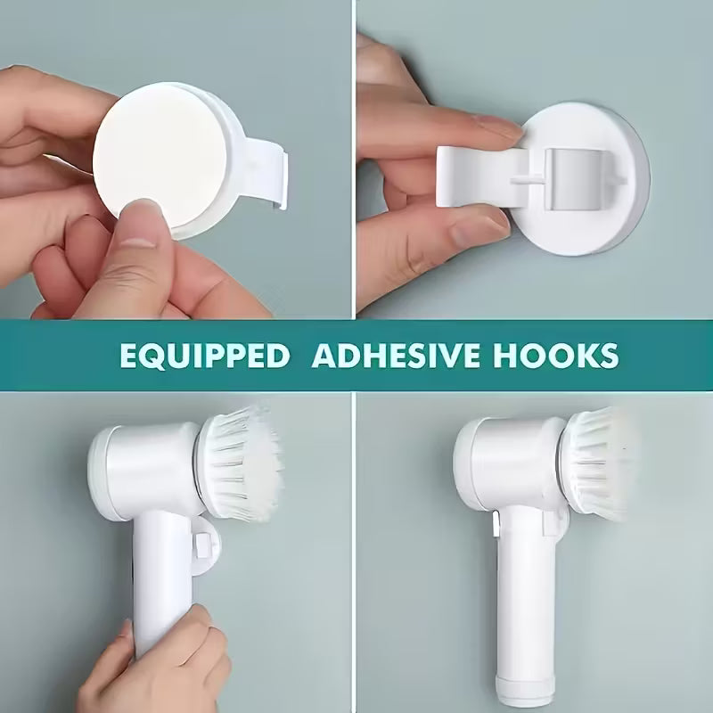 Cordless Electric Cleaning Brush with 5 Heads – USB Rechargeable Scrubber for Bathroom, Kitchen & Floors