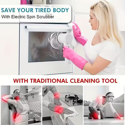 Cordless Electric Cleaning Brush – 5 Interchangeable Heads, USB Rechargeable Handheld Scrubber for Bathroom, Kitchen, Floors & Tiles – 800mAh Battery, Medium Firmness